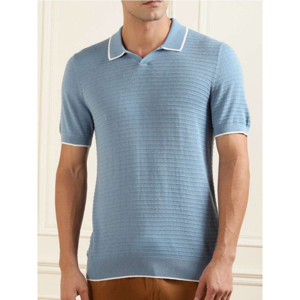 Ted Baker Textured Polo Shirt Short Sleeve Knit Old Money Preppy Business Casual